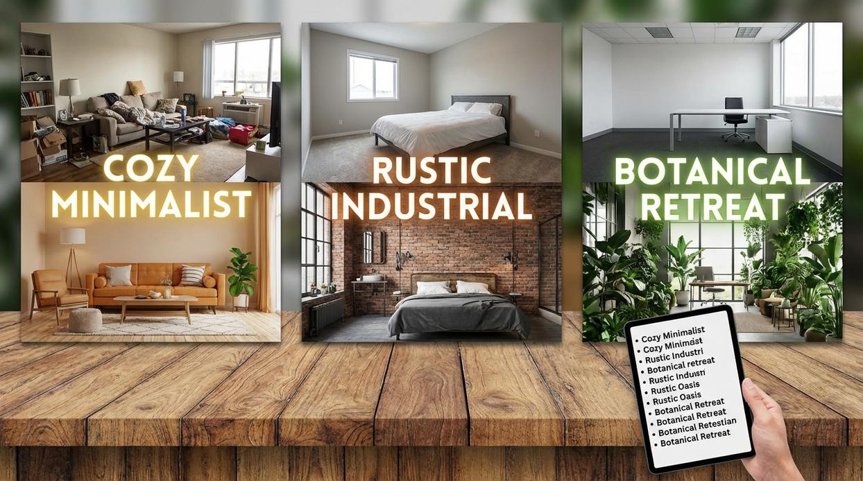 please provide the room transformation ideas youd like converted into two word keywords